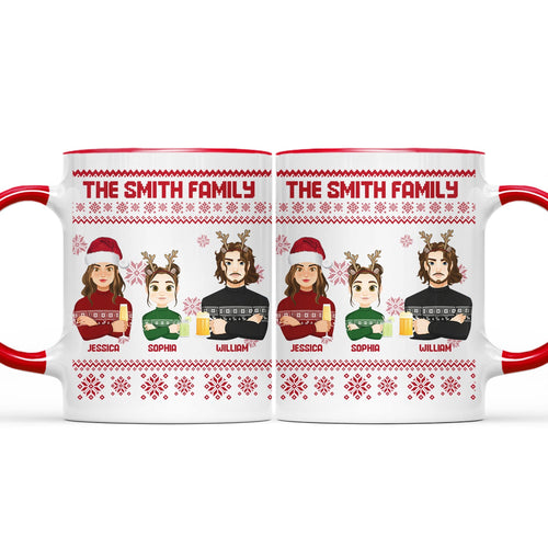 Flat Art - Christmas, Funny Gift For Family, Couple, Dad, Mom, Grandpa, Grandma - Personalized Accent Mug