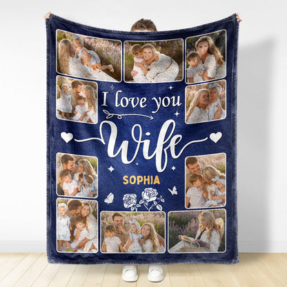 Custom Photo I Love You - Anniversary Gift For Spouse, Husband, Wife, Couple - Personalized Fleece Blanket, Sherpa Blanket