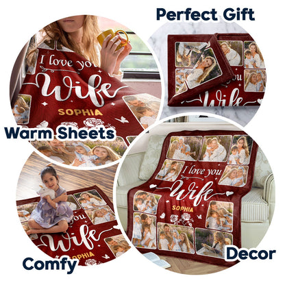 Custom Photo I Love You - Anniversary Gift For Spouse, Husband, Wife, Couple - Personalized Fleece Blanket, Sherpa Blanket