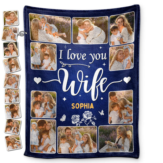Custom Photo I Love You - Anniversary Gift For Spouse, Husband, Wife, Couple - Personalized Fleece Blanket, Sherpa Blanket