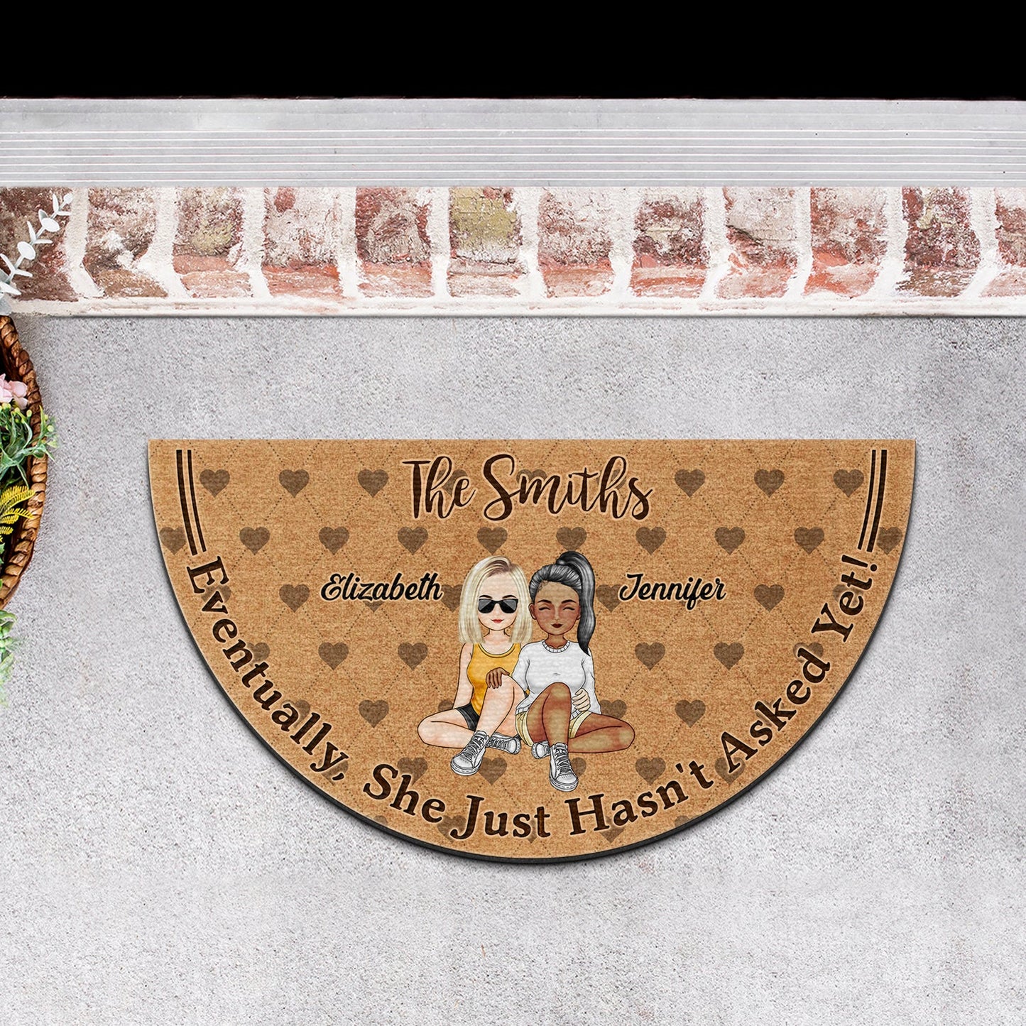 Eventually He Just Hasn't Asked Yet - Gift For Couples - Personalized Custom Shaped Doormat