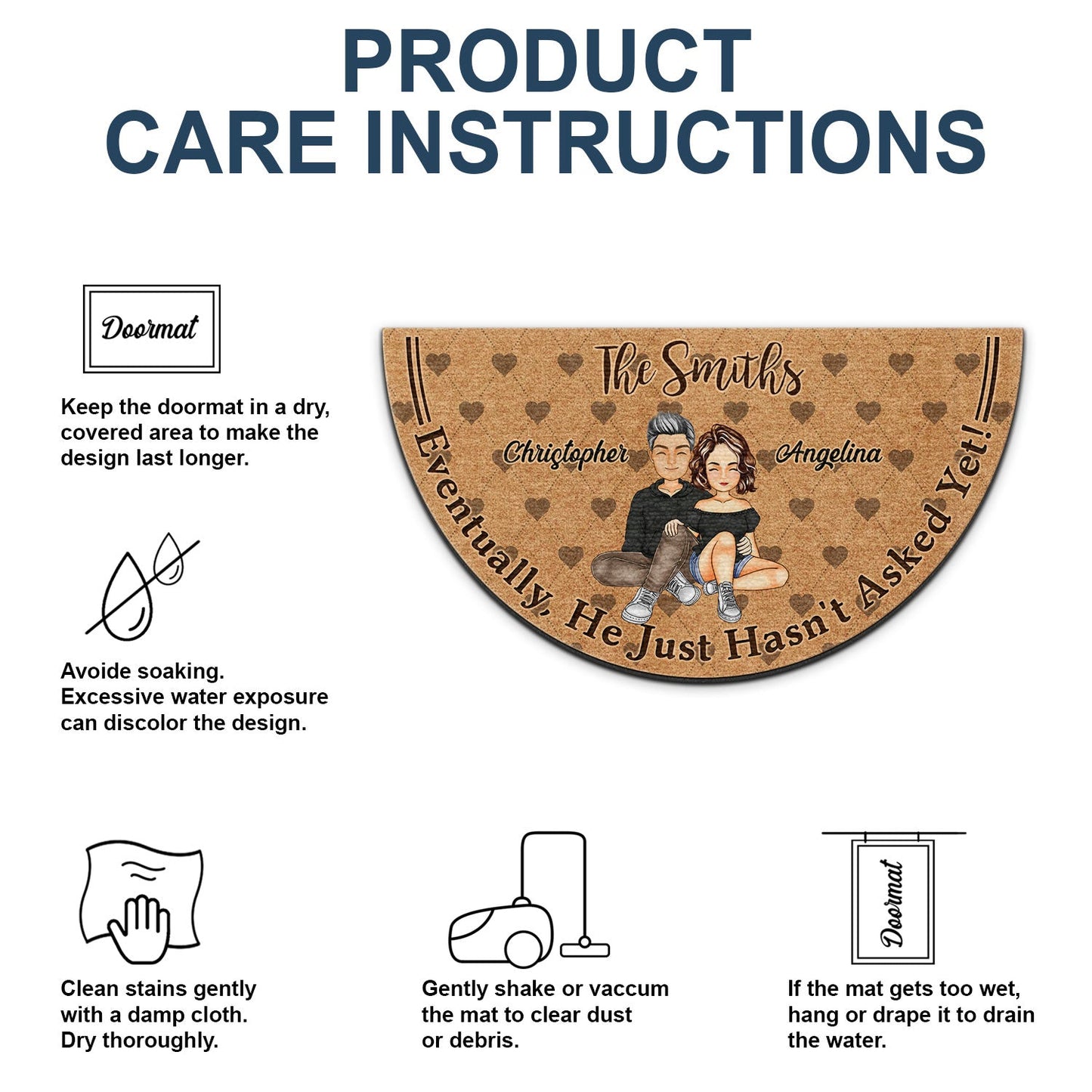 Eventually He Just Hasn't Asked Yet - Gift For Couples - Personalized Custom Shaped Doormat