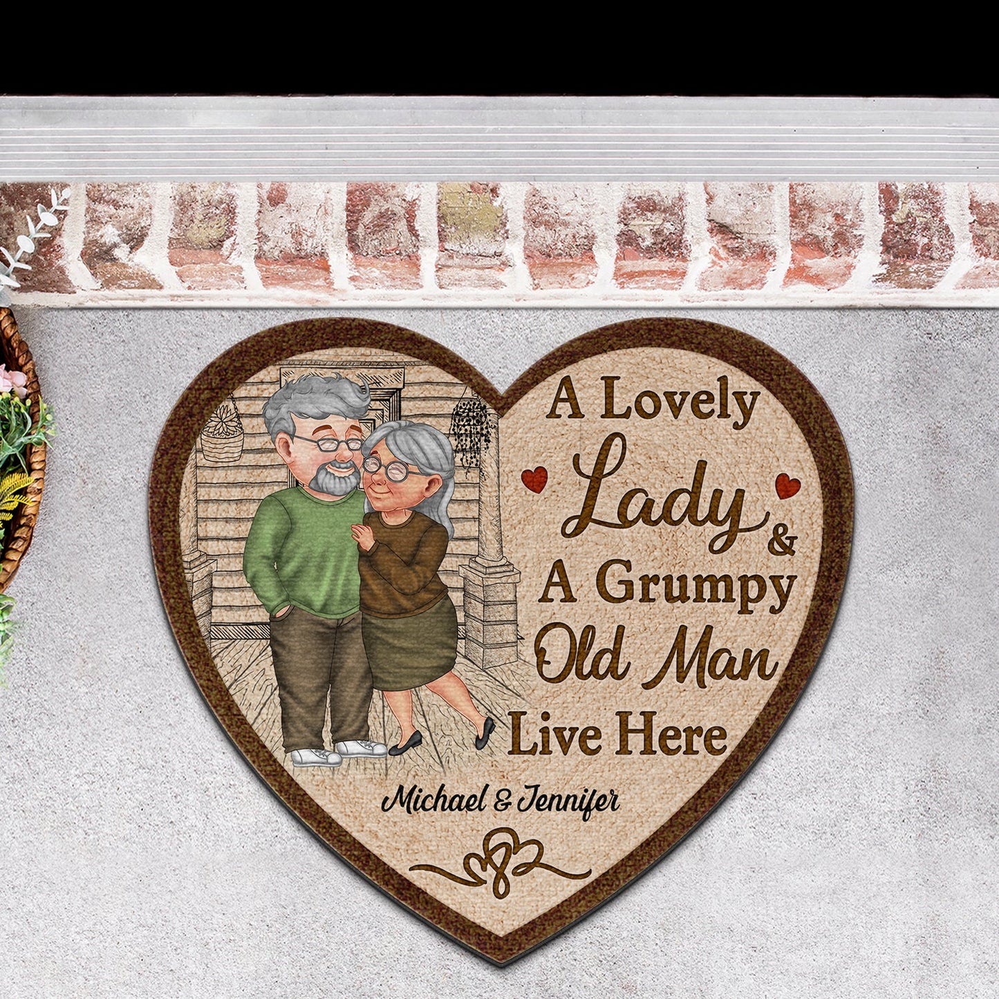A Lovely Lady And A Grumpy Old Man Live Here - Gift For Couples - Personalized Custom Shaped Doormat