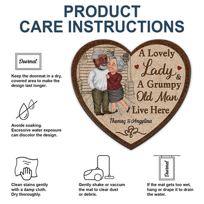 A Lovely Lady And A Grumpy Old Man Live Here - Gift For Couples - Personalized Custom Shaped Doormat