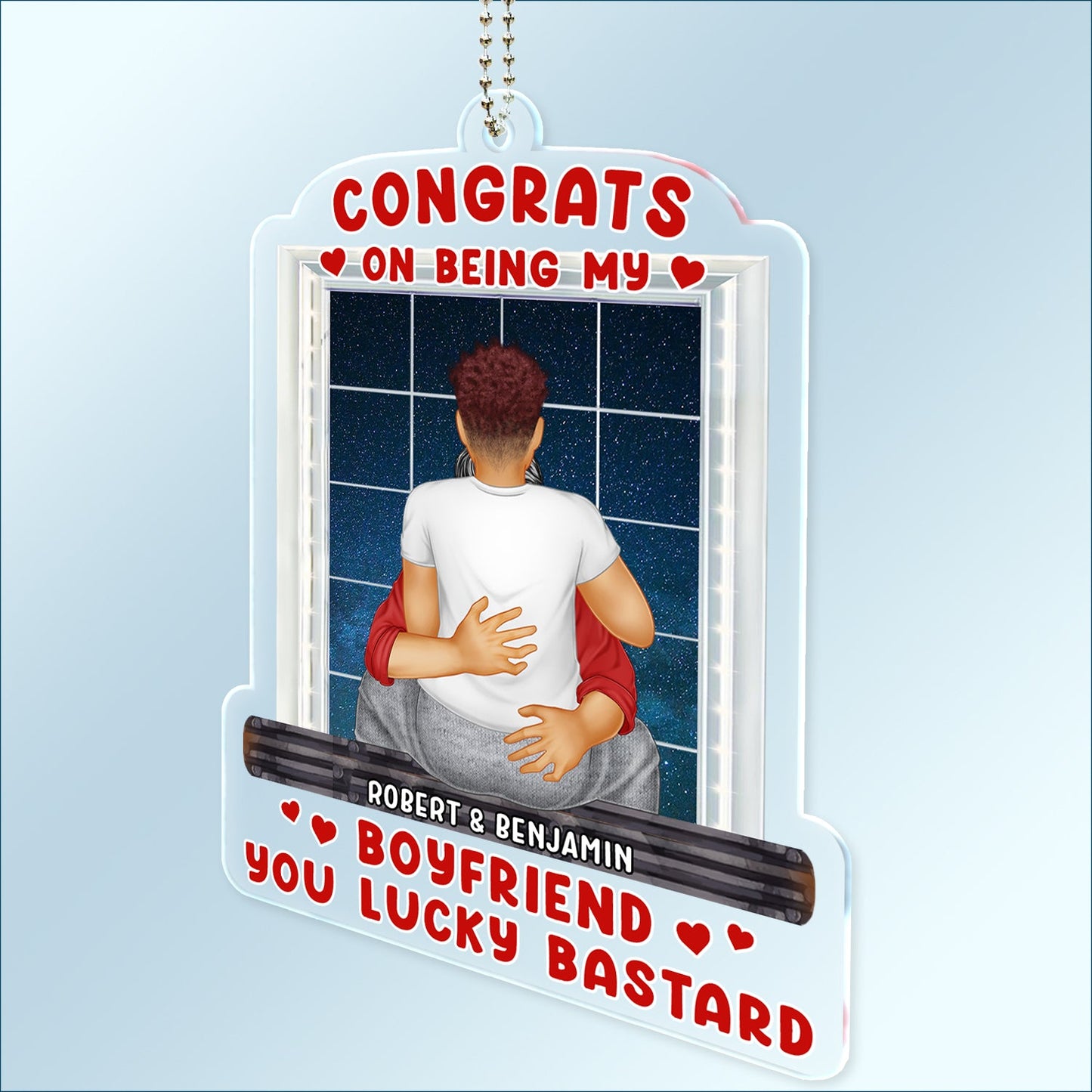 Congrats On Being My Husband - Anniversary, Funny Gift For Couples - Personalized Acrylic Car Hanger