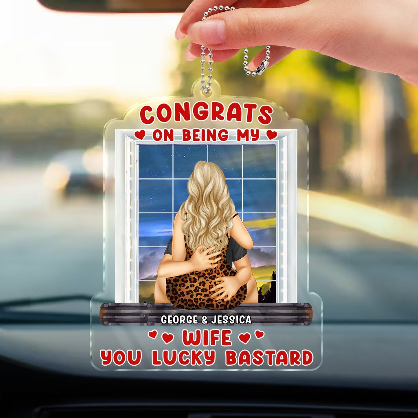 Congrats On Being My Husband - Anniversary, Funny Gift For Couples - Personalized Acrylic Car Hanger