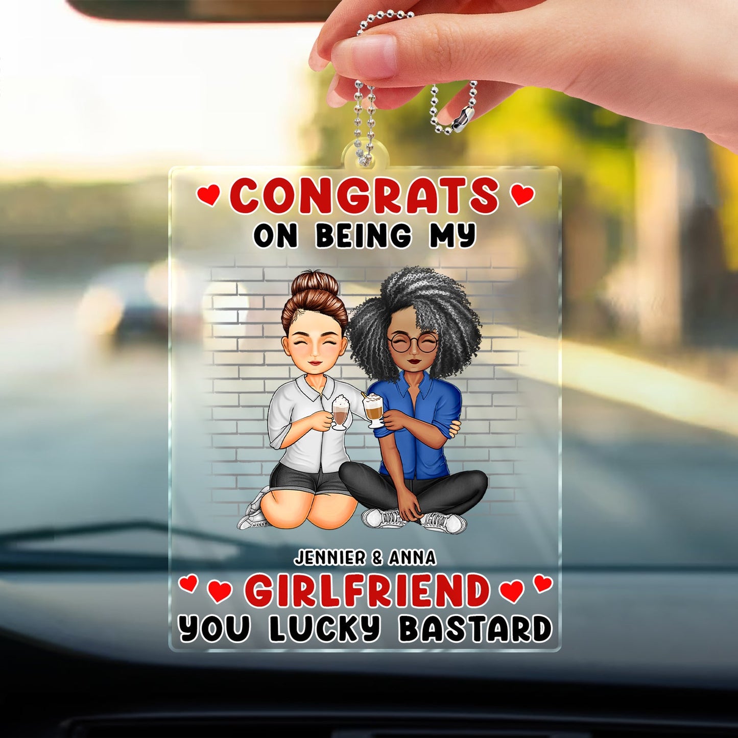 Congrats On Being My Husband - Anniversary, Funny Gift For Couples, Family - Personalized Acrylic Car Hanger