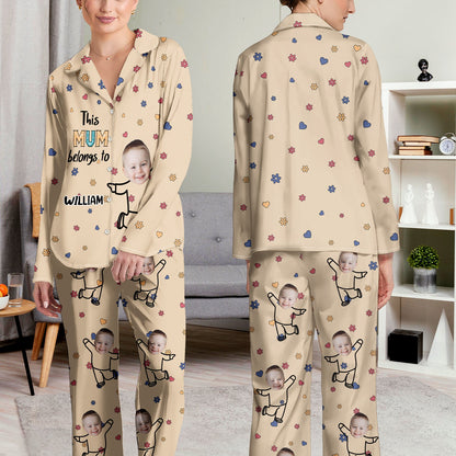 Custom Photo This Nana Belongs To - Birthday, Loving Gift For Mom, Grandma - Personalized Long Pajamas Set