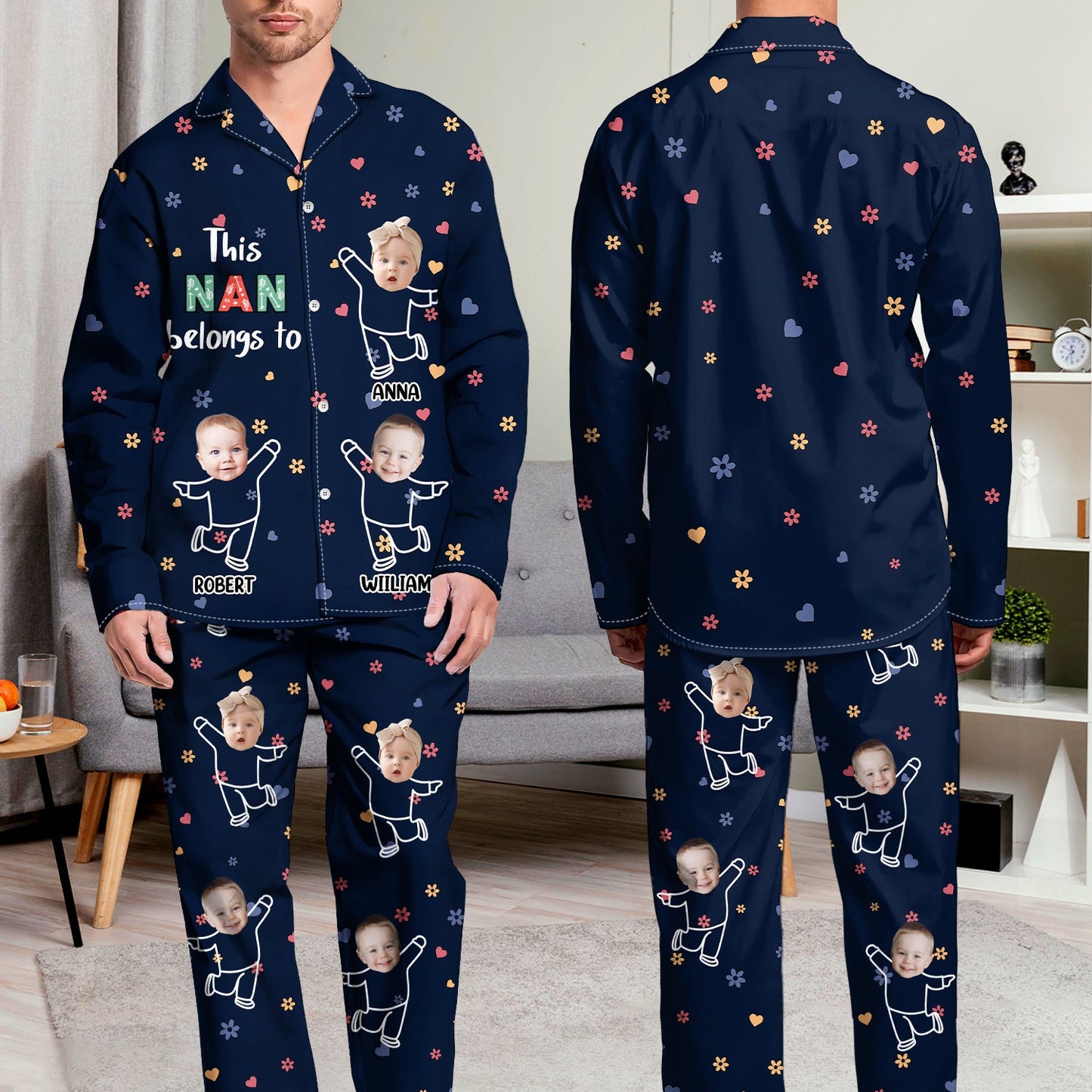 Custom Photo This Nana Belongs To - Birthday, Loving Gift For Mom, Grandma - Personalized Long Pajamas Set