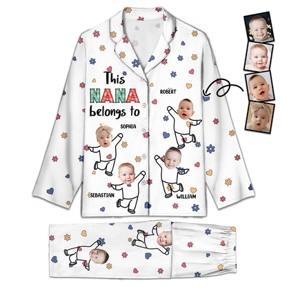 Custom Photo This Nana Belongs To - Birthday, Loving Gift For Mom, Grandma - Personalized Long Pajamas Set