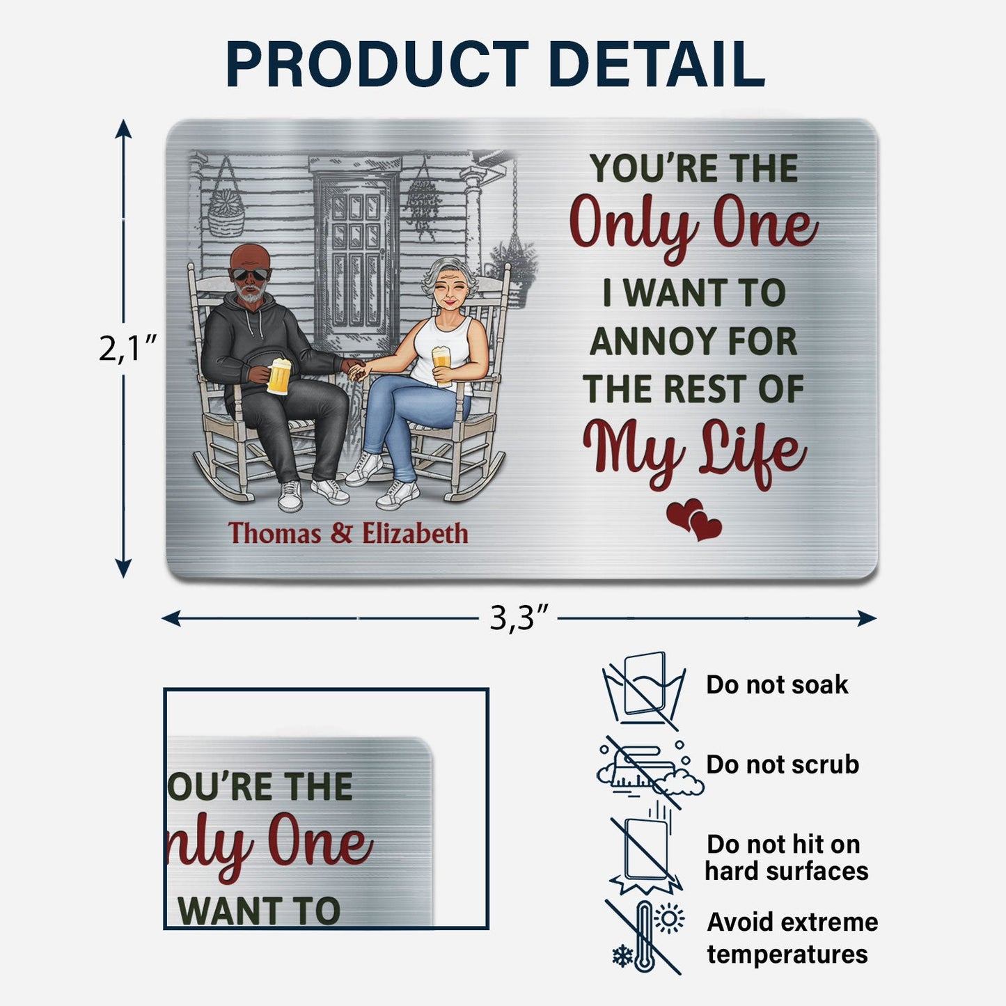 The Day I Met You - Anniversary Gift For Spouse, Lover, Couple - Personalized Aluminum Wallet Card