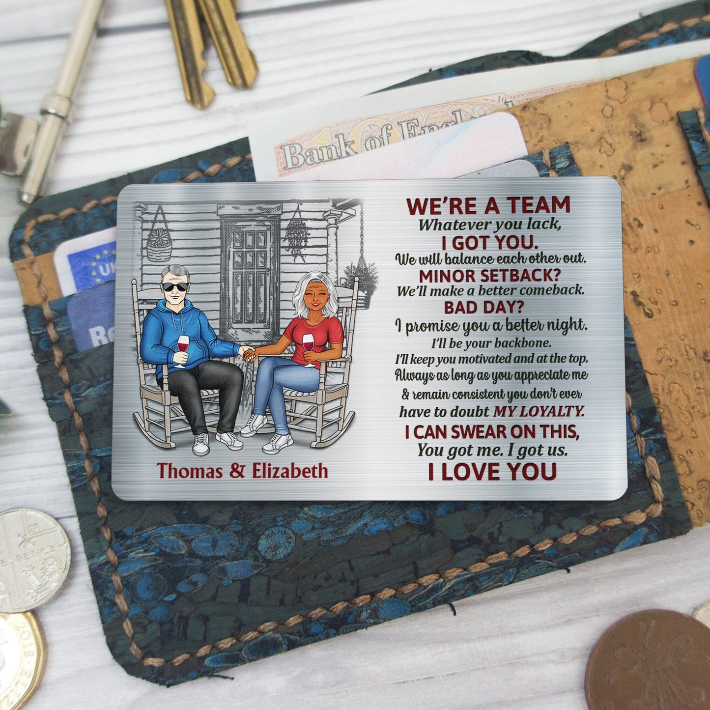 The Day I Met You - Anniversary Gift For Spouse, Lover, Couple - Personalized Aluminum Wallet Card