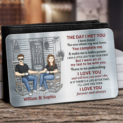 The Day I Met You - Anniversary Gift For Spouse, Lover, Couple - Personalized Aluminum Wallet Card