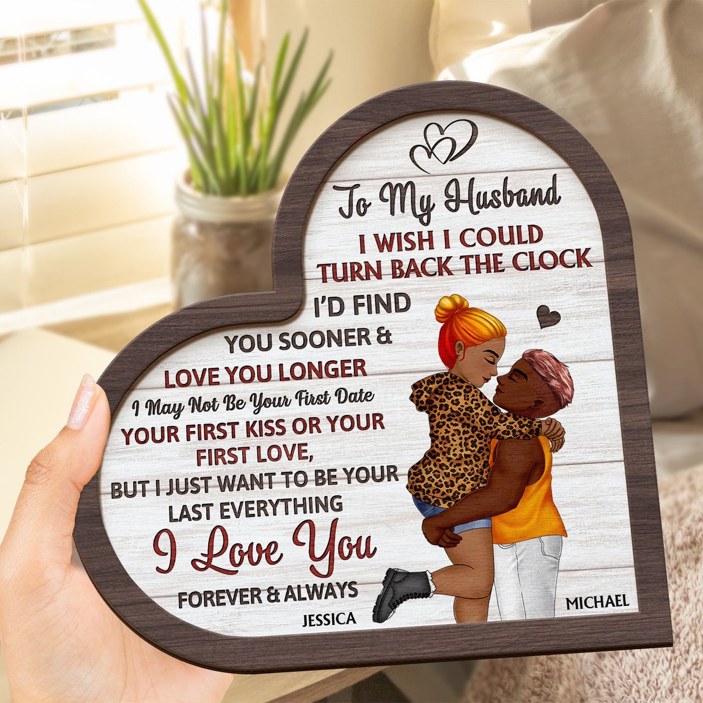 I Wish I Could Turn Back The Clock - Anniversary, Loving Gift For Couples, Husband, Wife - Personalized 2-Layered Wooden Plaque With Stand