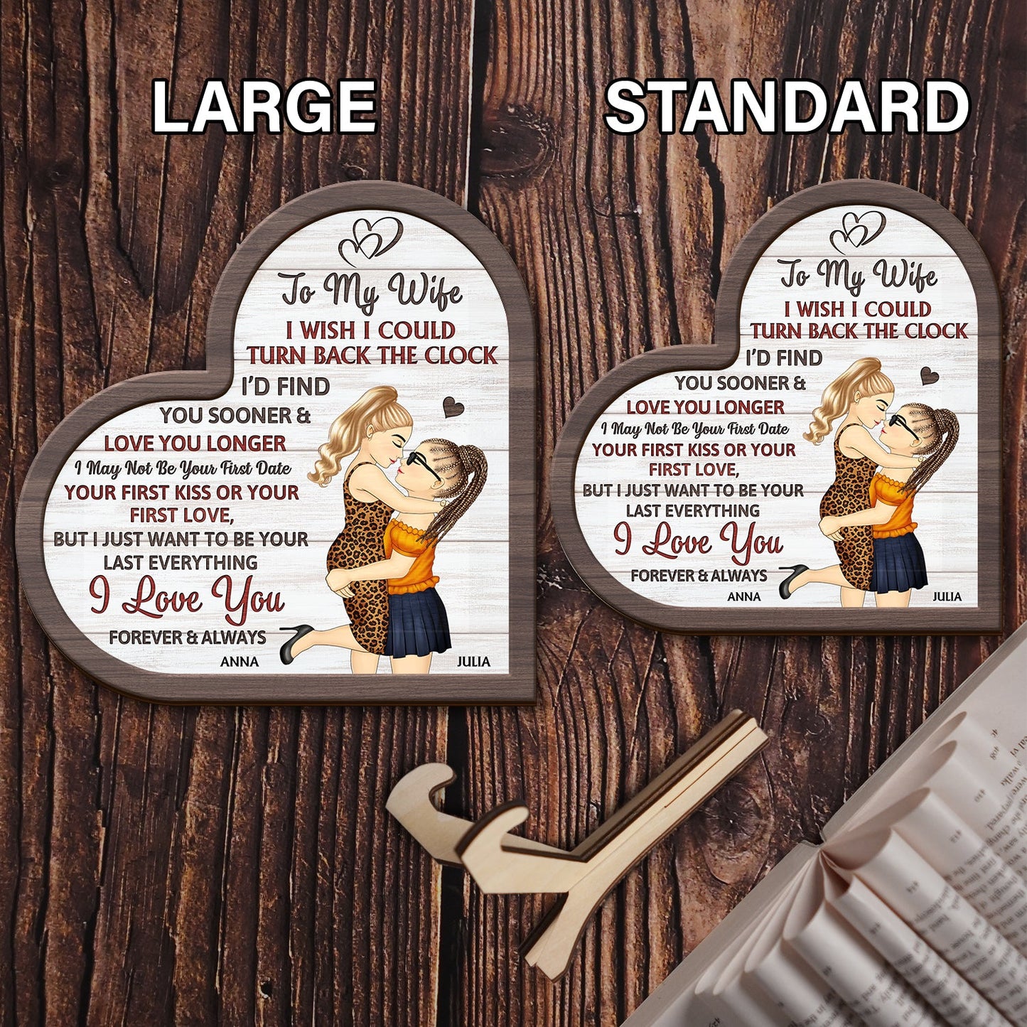 I Wish I Could Turn Back The Clock - Anniversary, Loving Gift For Couples, Husband, Wife - Personalized 2-Layered Wooden Plaque With Stand