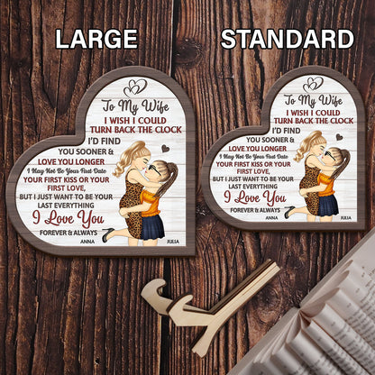 I Wish I Could Turn Back The Clock - Anniversary, Loving Gift For Couples, Husband, Wife - Personalized 2-Layered Wooden Plaque With Stand