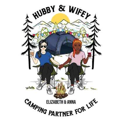 Hubby & Wifey Camping Partners For Life - Gift For Couples, Camping Lovers - Personalized Camping Decal, Decor Decal