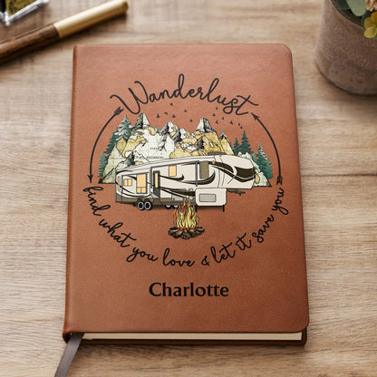 Wanderlust Find What You Love And Let It Save You - Gift For Camping Lovers - Personalized Leather Journal