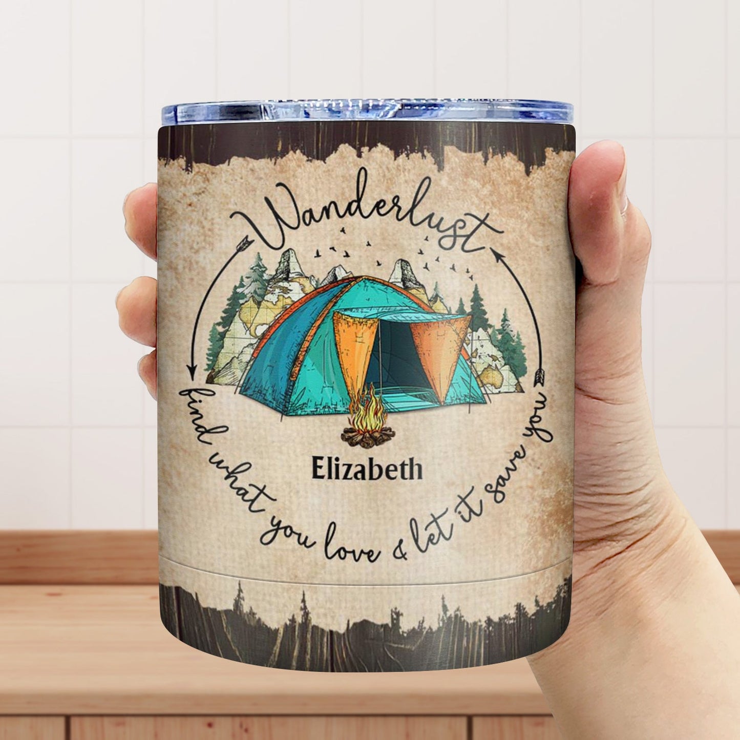 Map And Into The Forest I Go To - Gift For Camping Lovers - Personalized Lowball Tumbler