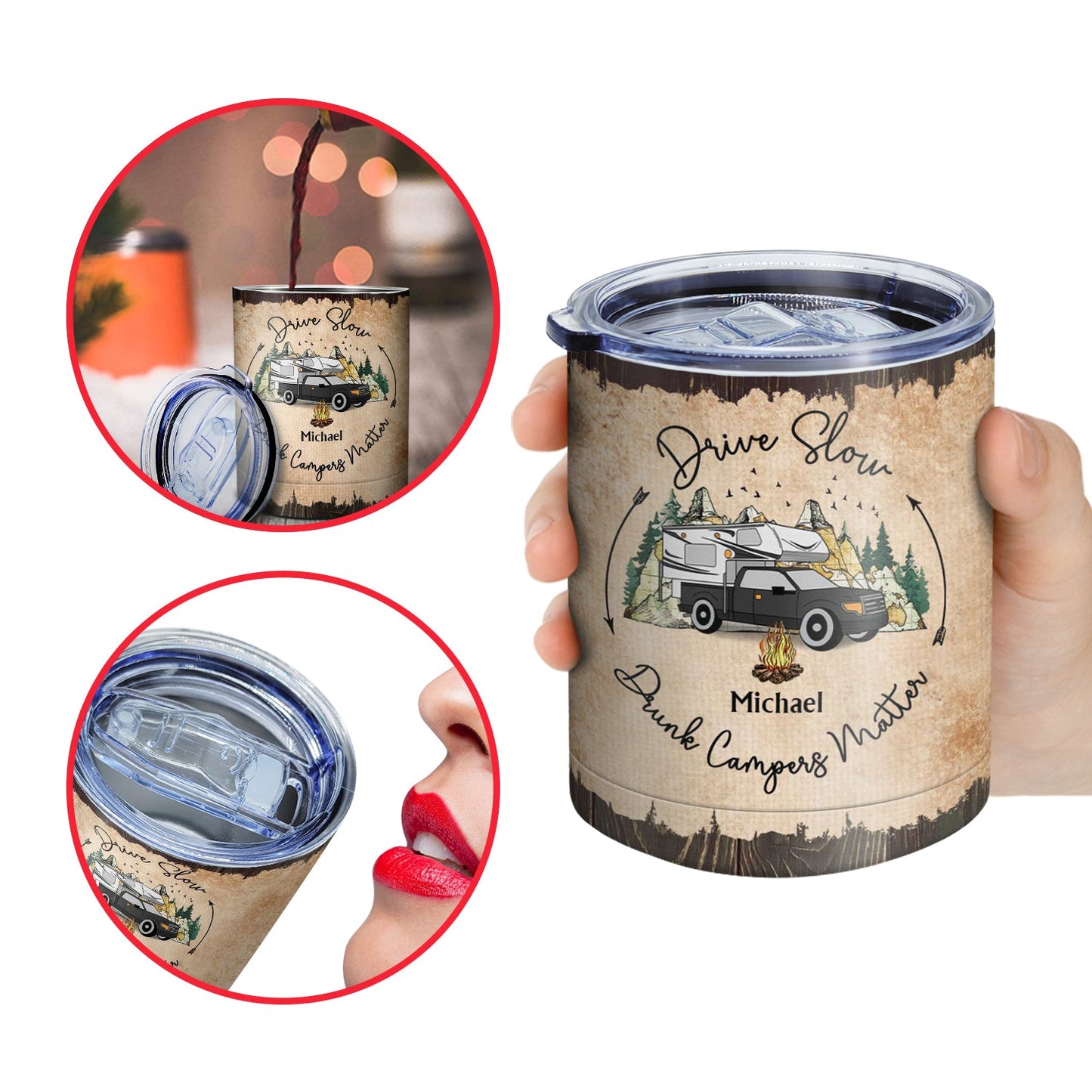 Map And Into The Forest I Go To - Gift For Camping Lovers - Personalized Lowball Tumbler