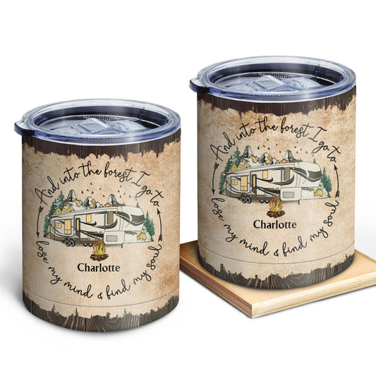 Map And Into The Forest I Go To - Gift For Camping Lovers - Personalized Lowball Tumbler