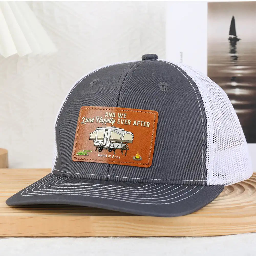 Drive Slow Drunk Campers Matter Camping Lover - Personalized Leather Patch Hat