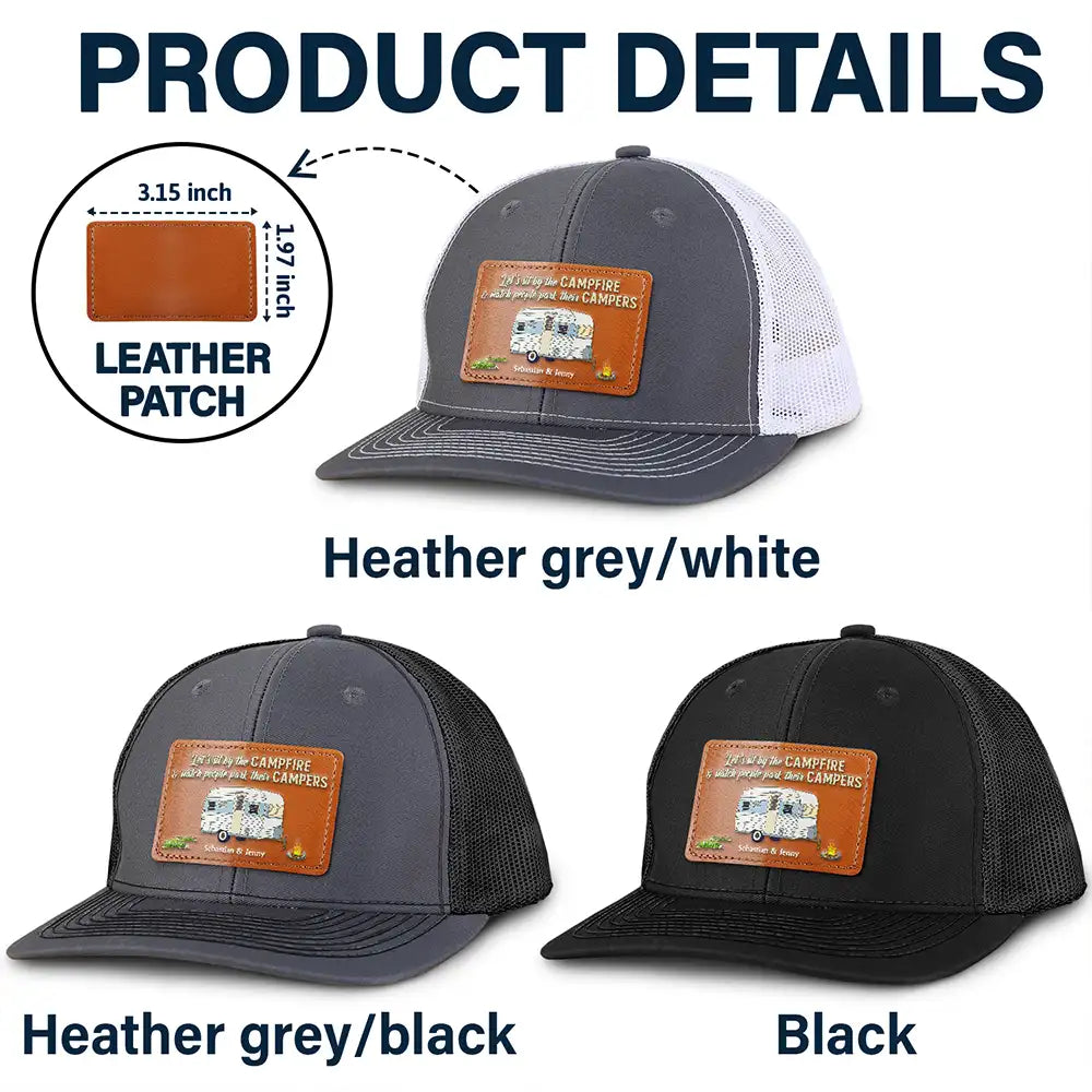 Drive Slow Drunk Campers Matter Camping Lover - Personalized Leather Patch Hat