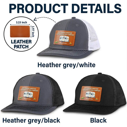 Drive Slow Drunk Campers Matter Camping Lover - Personalized Leather Patch Hat