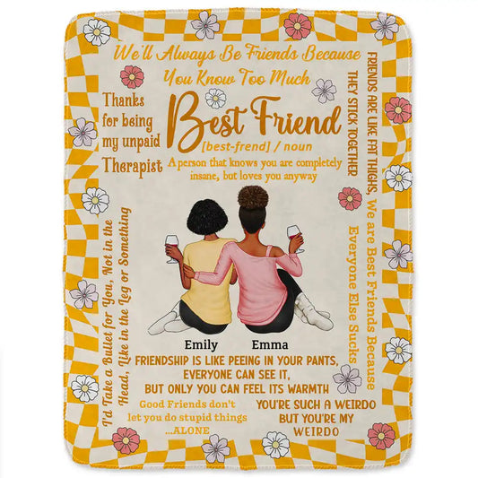 Best Friends Thanks For Being My Unpaid Therapist - Personalized Fleece Blanket, Sherpa Blanket