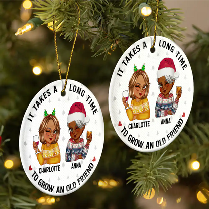 It Takes A Long Time To Grow An Old Friend Christmas - Personalized Circle Acrylic Ornament