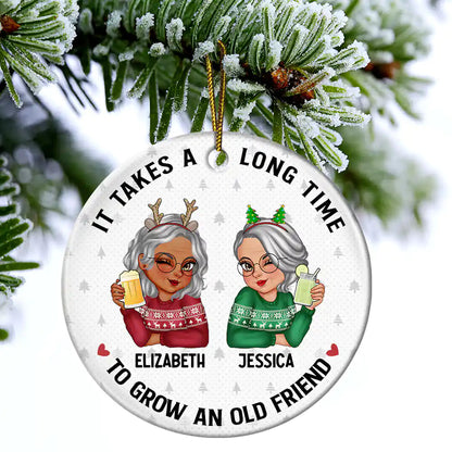 It Takes A Long Time To Grow An Old Friend Christmas - Personalized Circle Acrylic Ornament