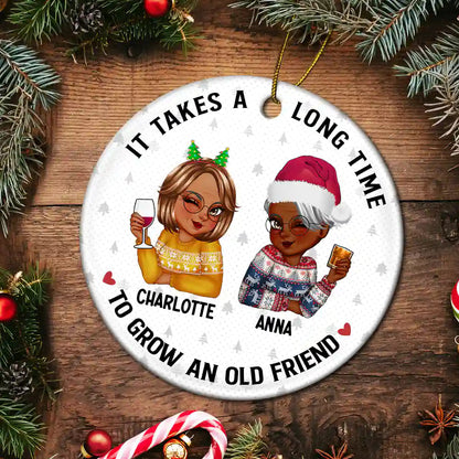 It Takes A Long Time To Grow An Old Friend Christmas - Personalized Circle Acrylic Ornament