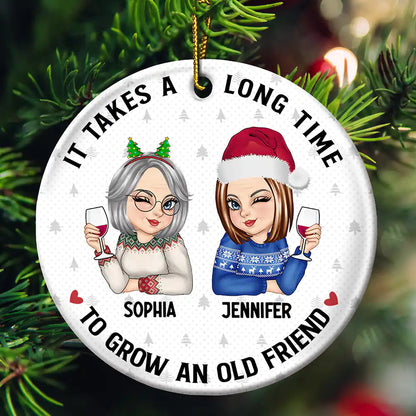 It Takes A Long Time To Grow An Old Friend Christmas - Personalized Circle Acrylic Ornament