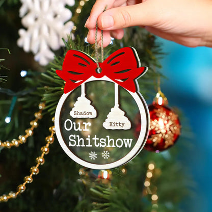 Funny Christmas Family Welcome To Our Show - Personalized 2-Layered Acrylic Ornament