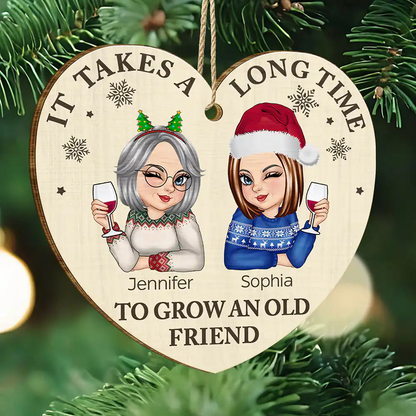 It Takes A Long Time To Grow An Old Friend Christmas - Personalized Custom Shaped Wooden Ornament