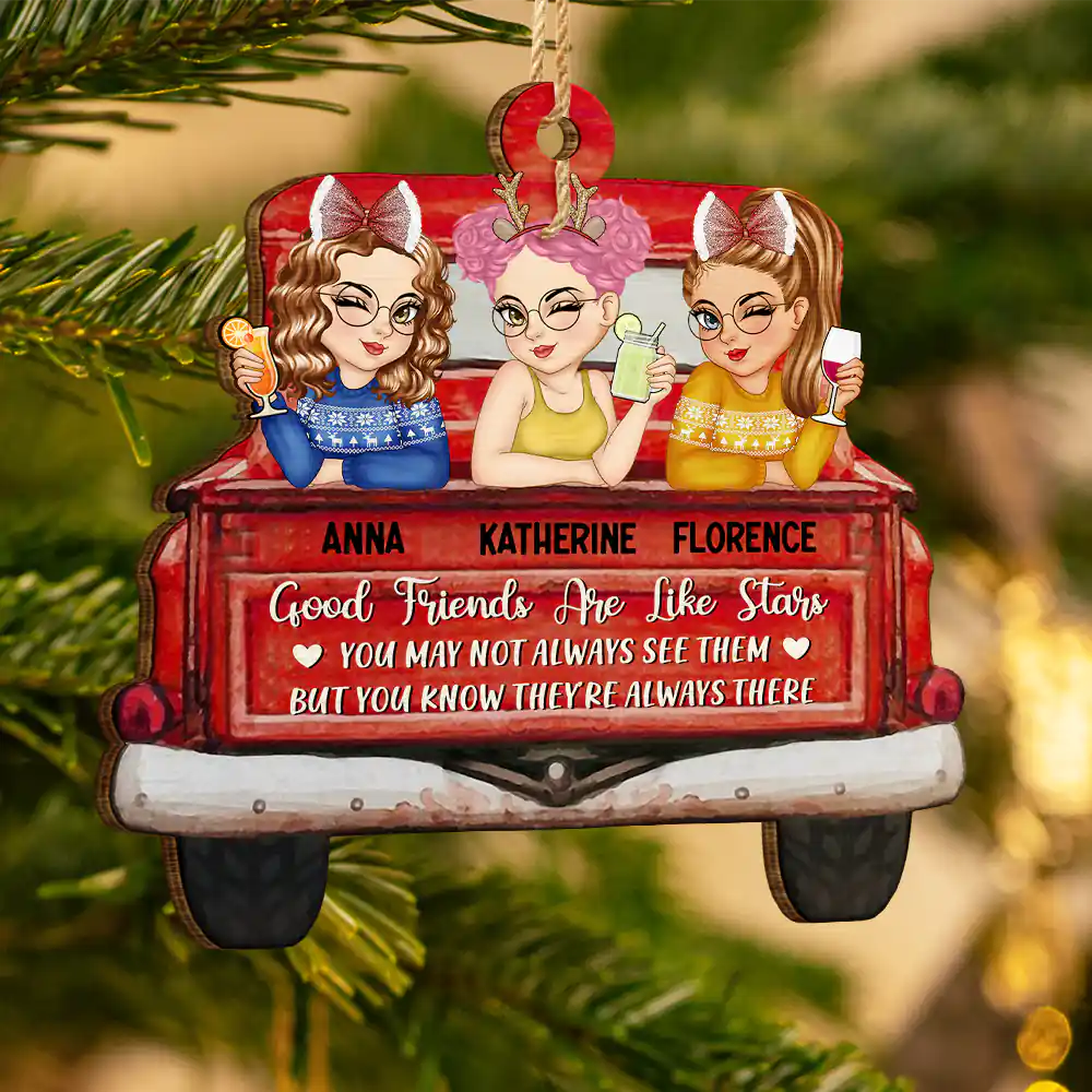 A True Friendship Is A Journey Without An End Red Truck - Personalized Custom Shaped Wooden Ornament