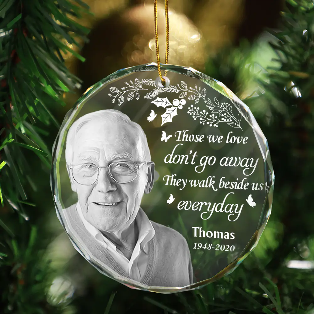 Custom Photo Grayscale Memorial Although You Cannot See Me - Personalized Circle Ornament