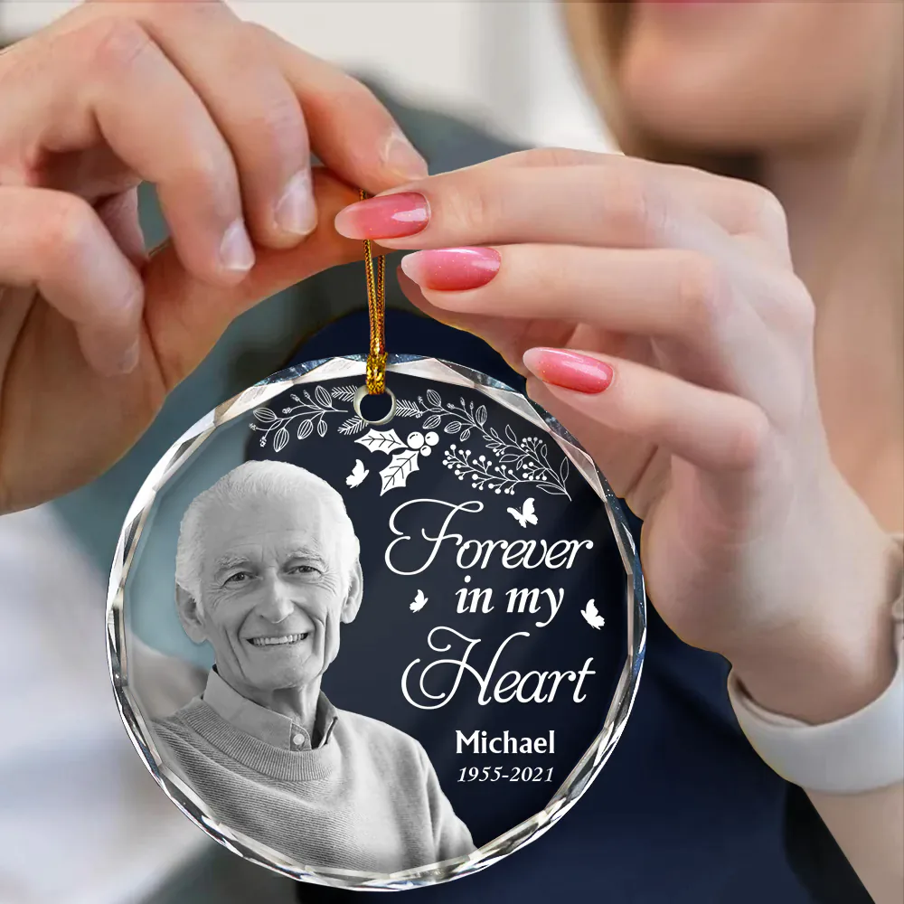 Custom Photo Grayscale Memorial Although You Cannot See Me - Personalized Circle Ornament