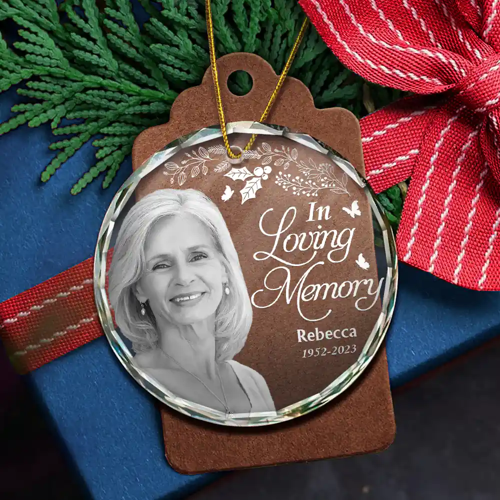 Custom Photo Grayscale Memorial Although You Cannot See Me - Personalized Circle Ornament