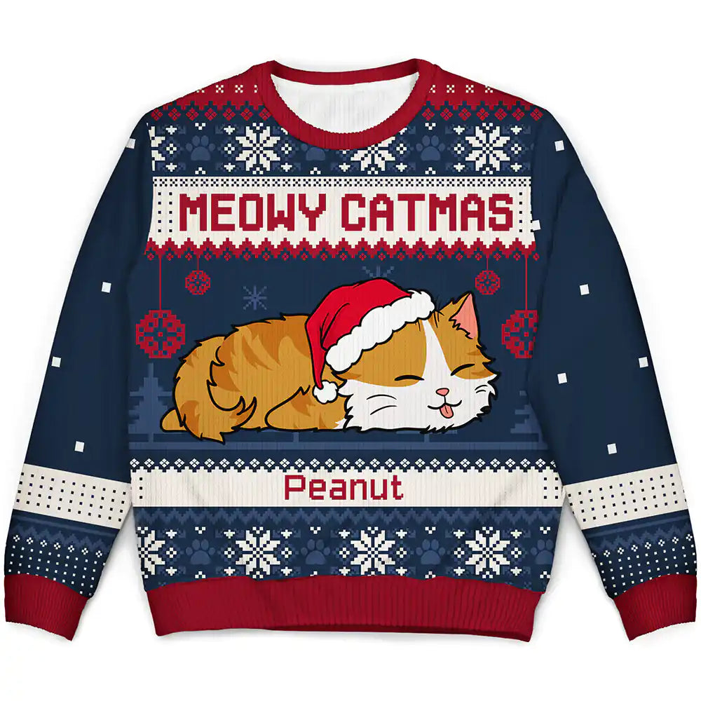 Lying Cat Meowy Catmas - Personalized Unisex Ugly Sweater