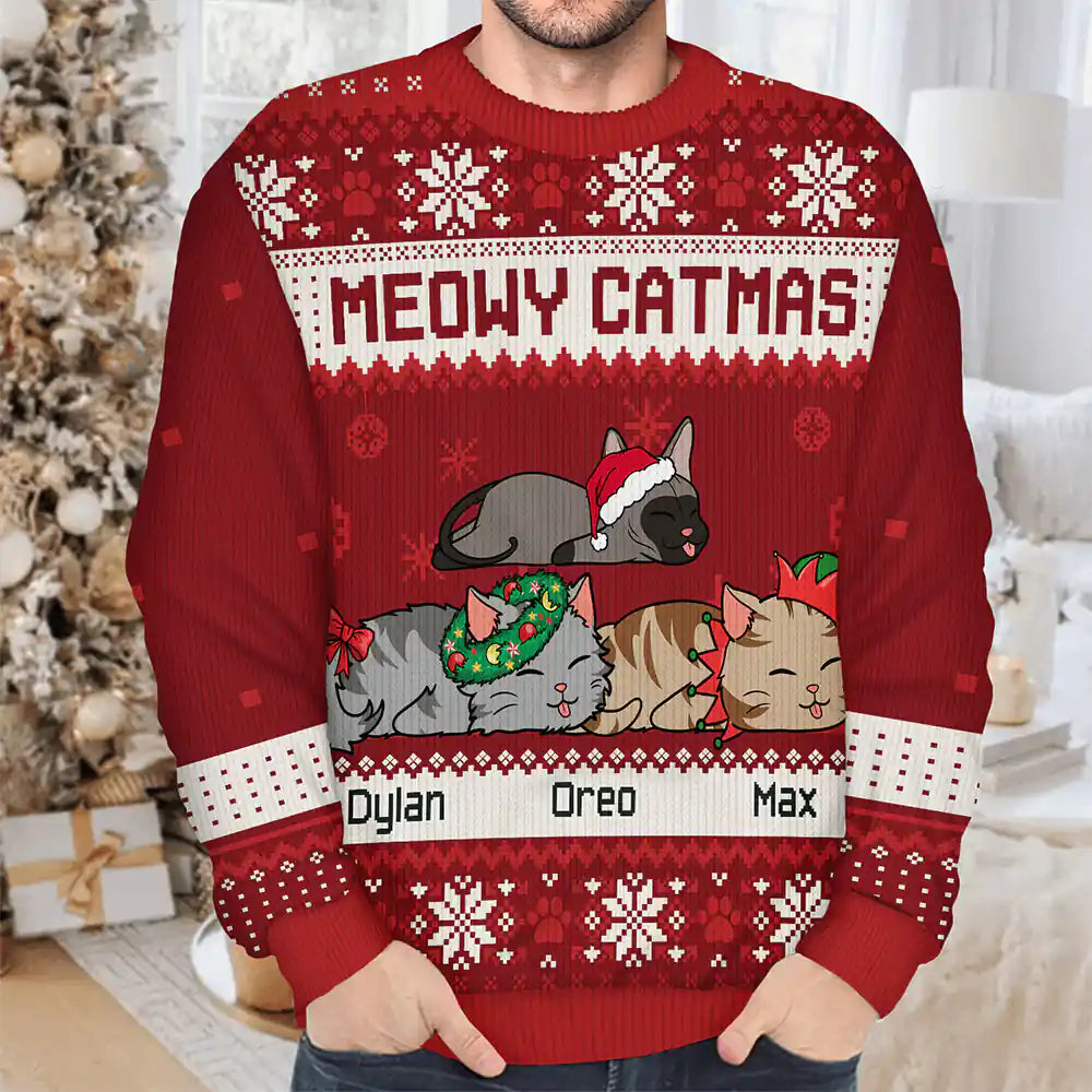 Lying Cat Meowy Catmas - Personalized Unisex Ugly Sweater