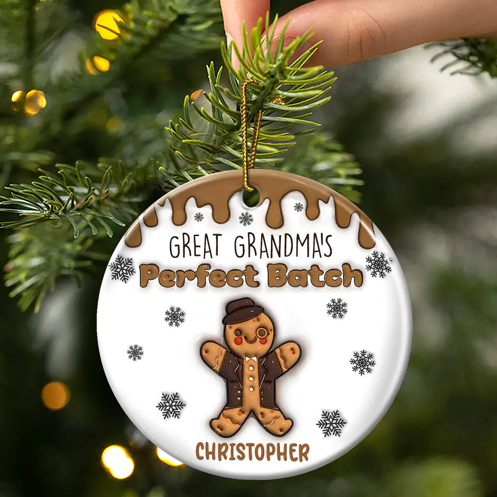 Gingerbread Grandma Grandpa Perfect Batch - 3D Inflated Effect Printed Ornament, Personalized Circle Acrylic Ornament