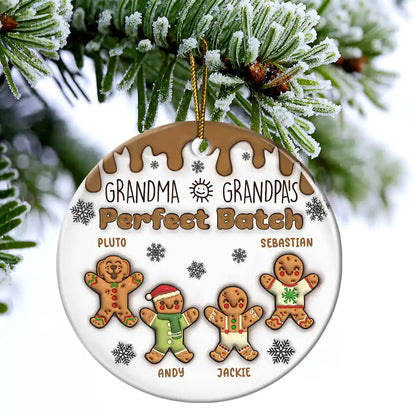 Gingerbread Grandma Grandpa Perfect Batch - 3D Inflated Effect Printed Ornament, Personalized Circle Acrylic Ornament