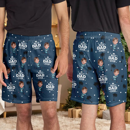Custom Photo Best Dad Grandpa Mom Grandma Ever - Personalized Pajama Shorts