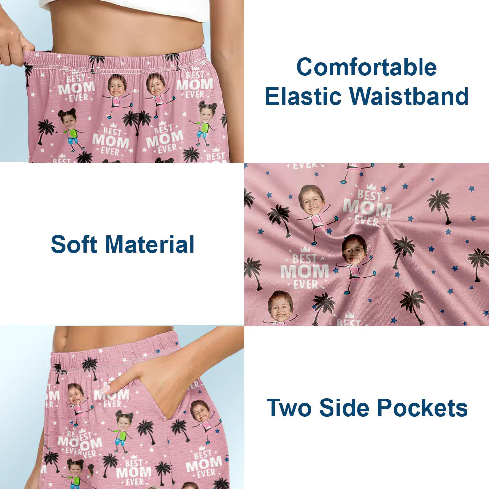 Custom Photo Best Dad Grandpa Mom Grandma Ever - Personalized Pajama Shorts