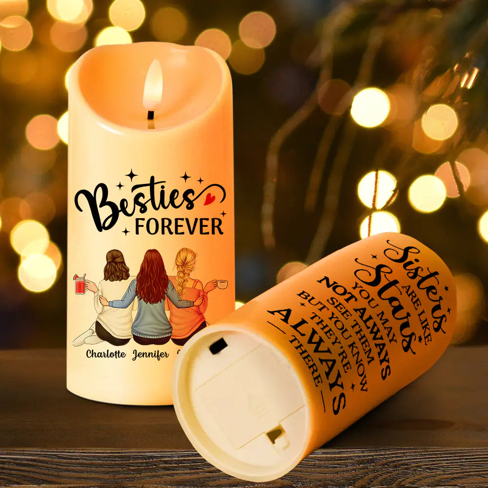 Sisters Are Like Stars They're Always There - Personalized Flameless LED Candle