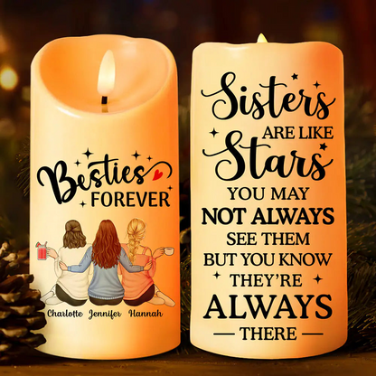 Sisters Are Like Stars They're Always There - Personalized Flameless LED Candle