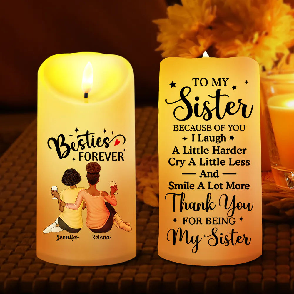 Sisters Are Like Stars They're Always There - Personalized Flameless LED Candle