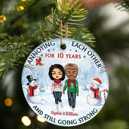 Old Couple Annoying Each Other - Christmas Gift For Couple - Personalized Circle Ornament