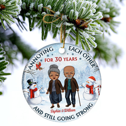 Old Couple Annoying Each Other - Christmas Gift For Couple - Personalized Circle Ornament